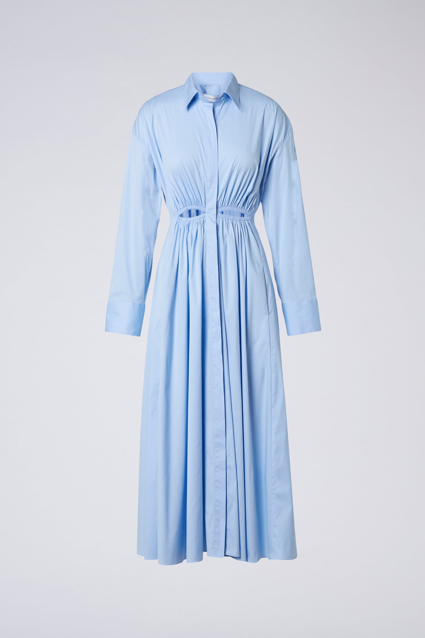 Cotton Gathered Dress Pale Blue ...